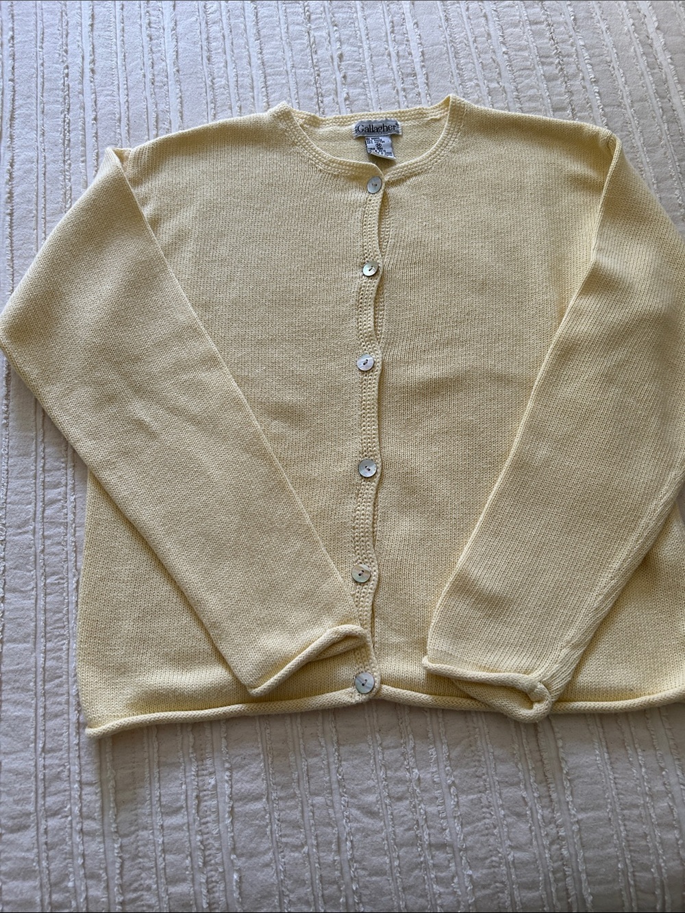 Gently Used Gallagher Cotton/Ramie Vintage Rolled Hem and Sleeve Cardigan